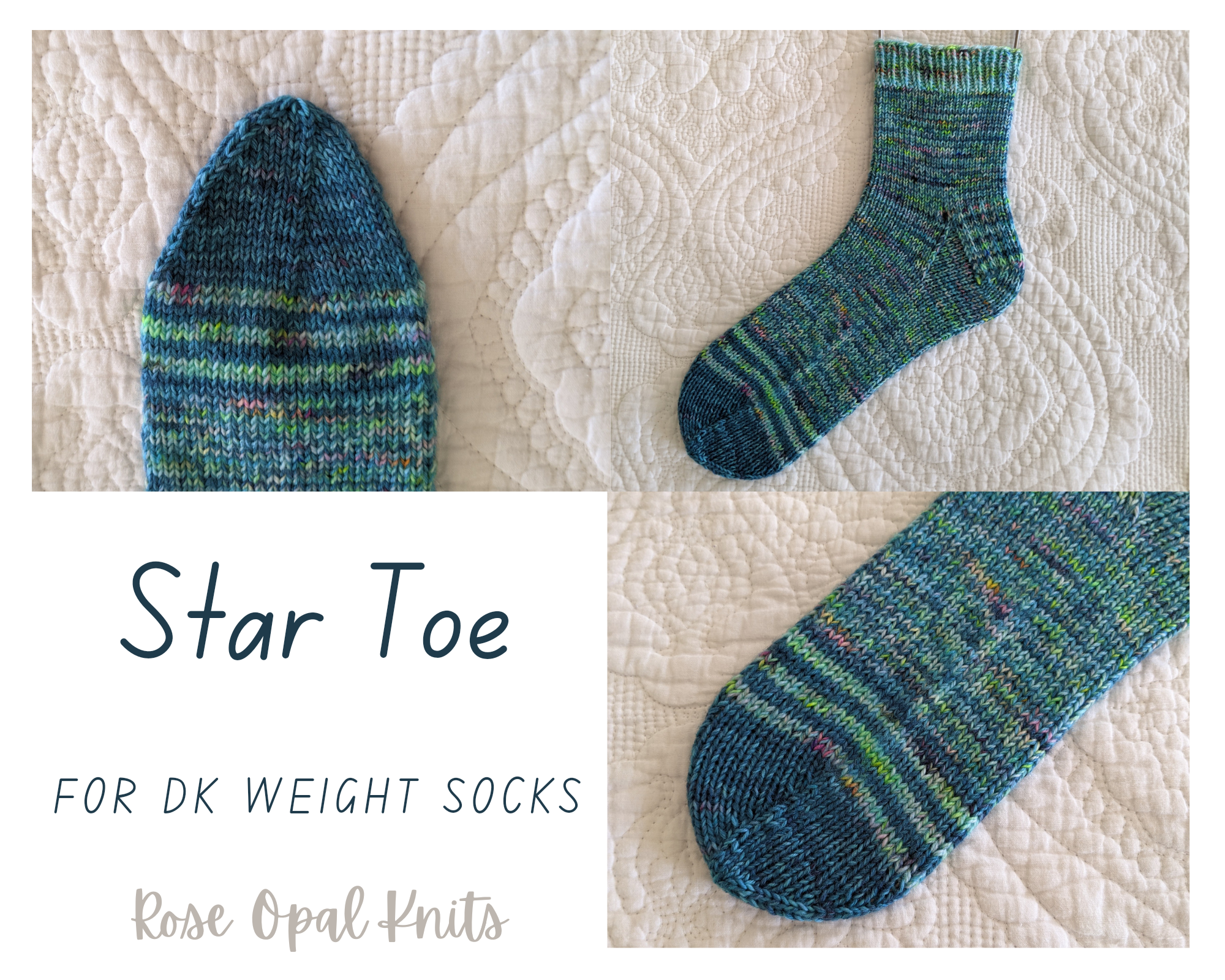 DK Weight Sock Toe Series: The Star Toe – Rose Opal Knits